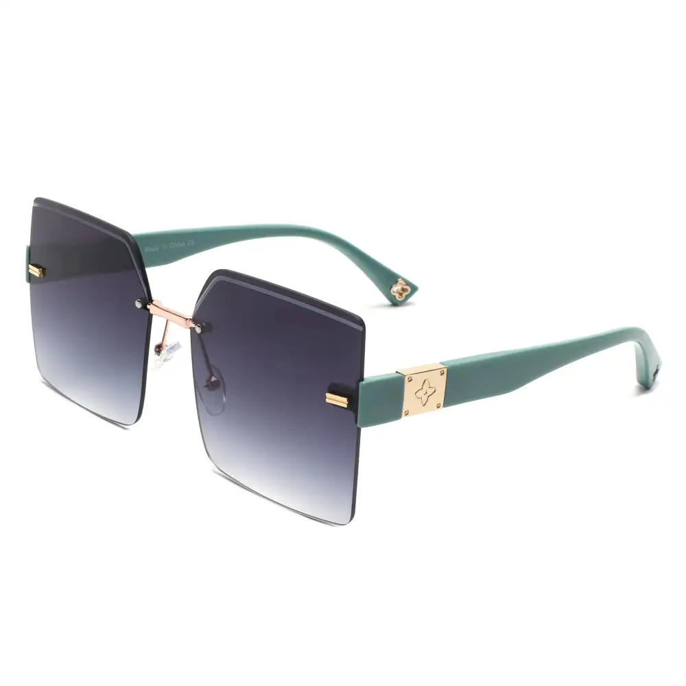 Narrow Square Rimless Frame Sunglasses