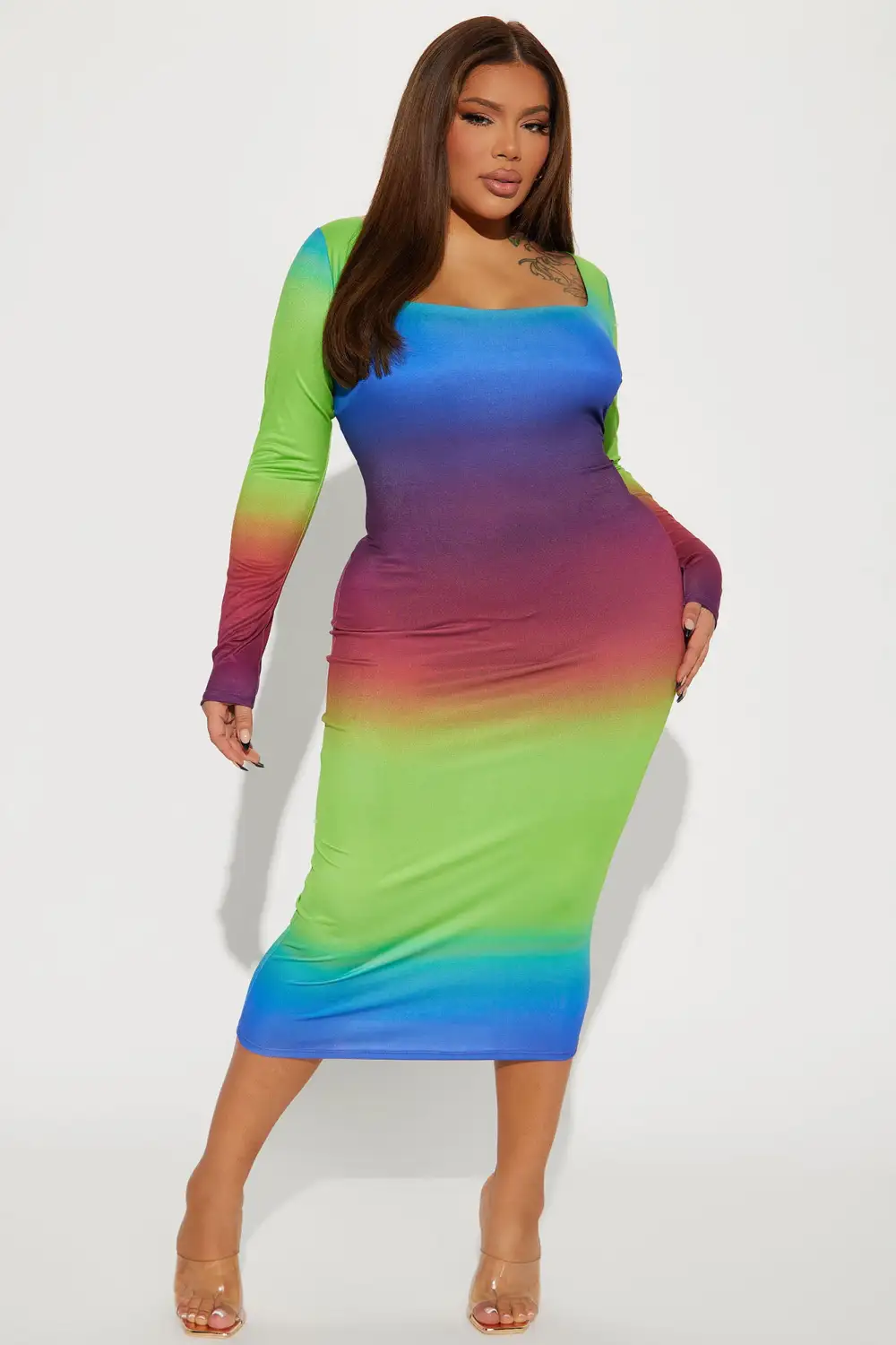 Shanice Midi Dress - Green/combo