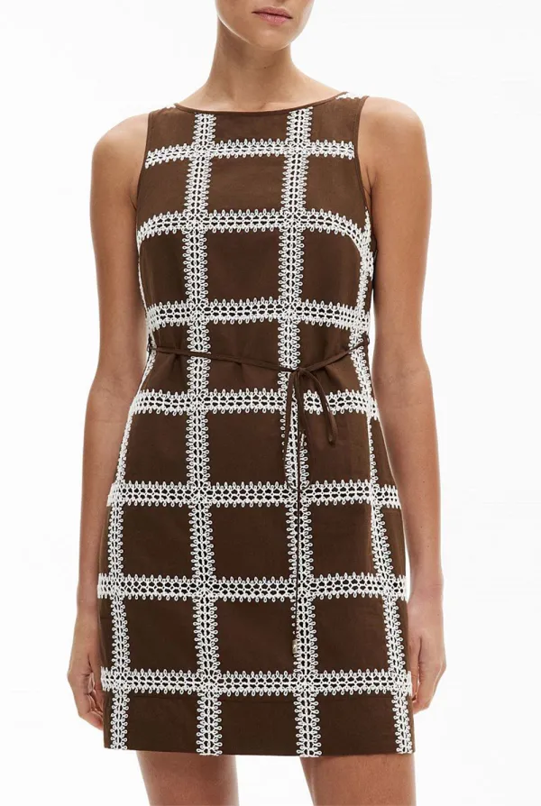 Embroidered Striped Casual Dress