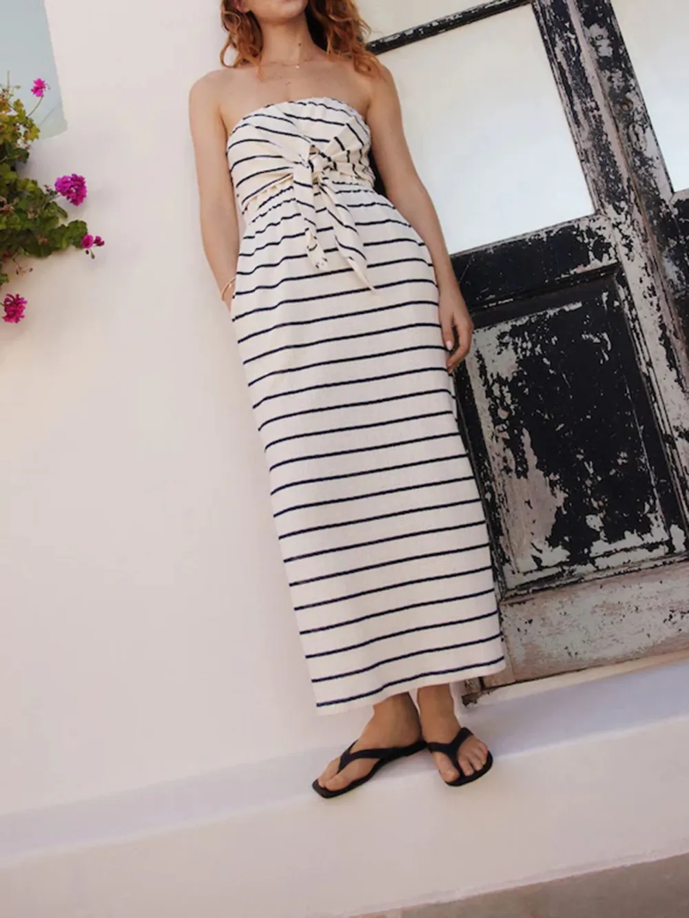 White Lace-Up Camisole Casual Holiday Waist-Cinching Dress