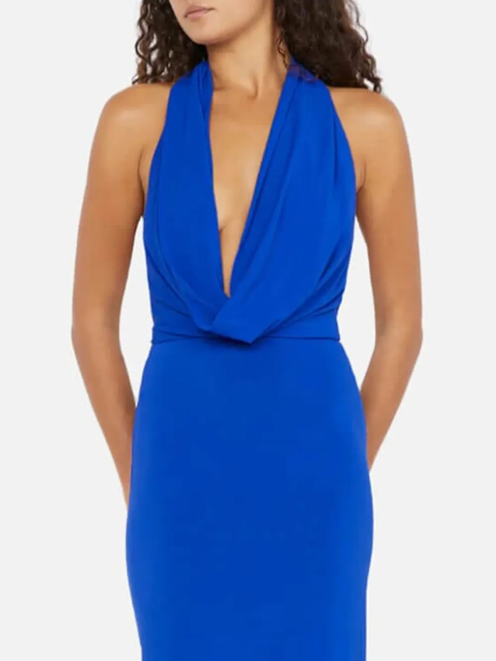 Backless Cowl Neck Maxi Dress