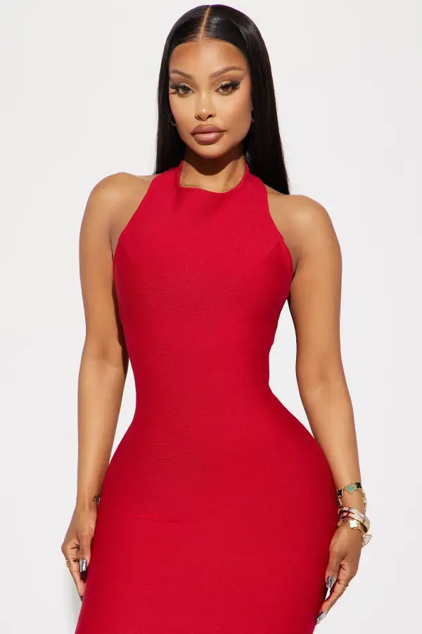 Luna Bandage Midi Dress - Red