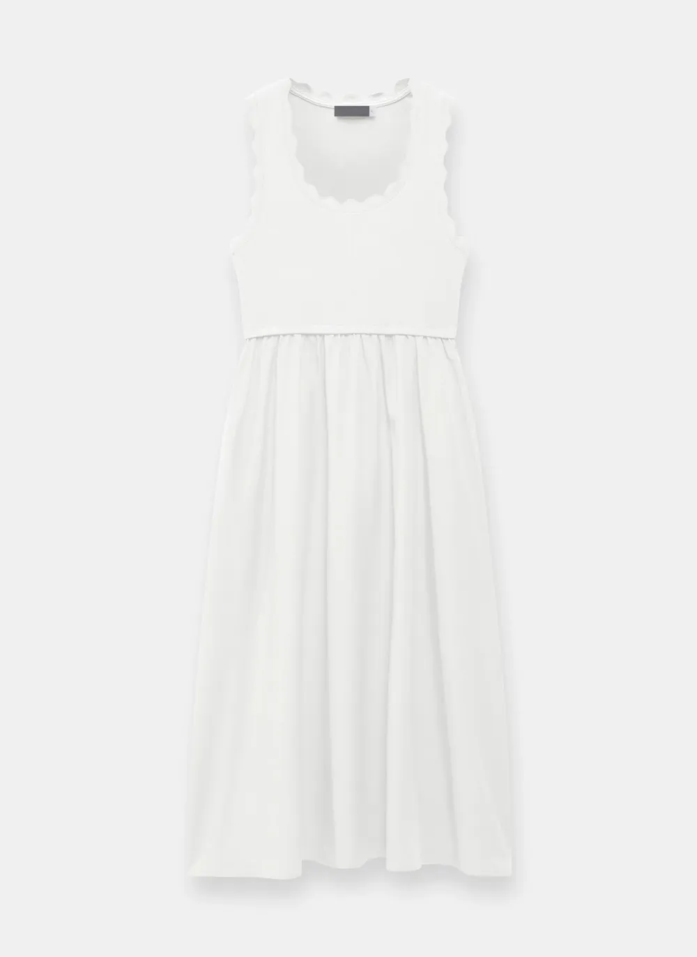 Casual Style Scallop Trim Midi Dress