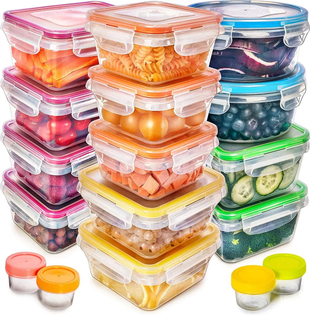 50-piece Food storage Containers Set with Lids, Plastic Leak-Proof BPA-Free Containers for Kitchen Organization, Meal Prep, Lunch Containers (Includes Labels & Pen)