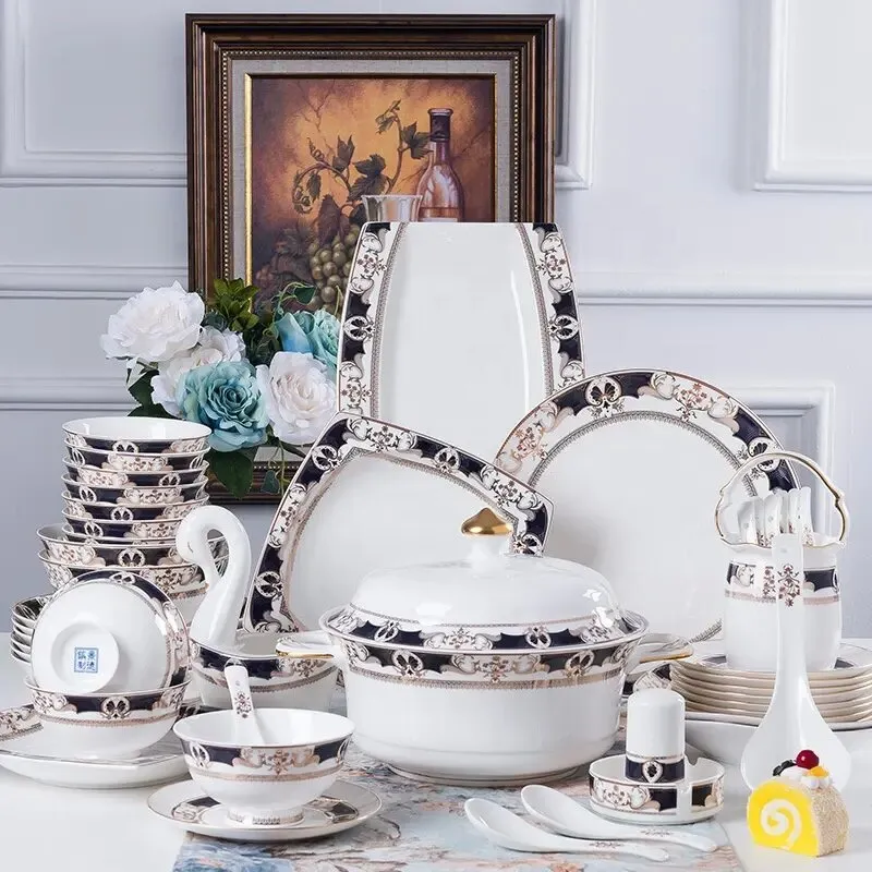 58pcs deluxe ceramic tableware set