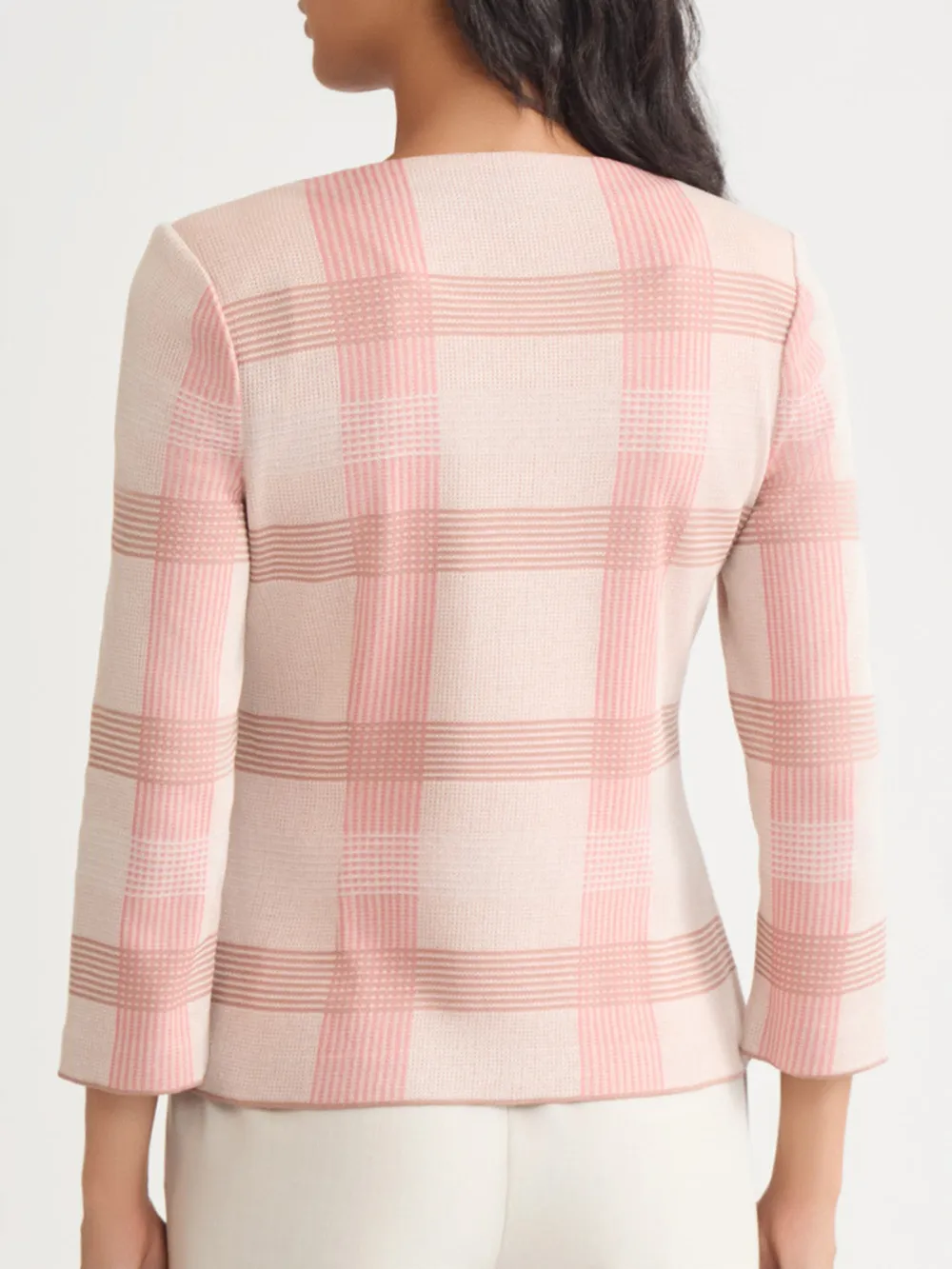 Checkered V-Neck Jacket