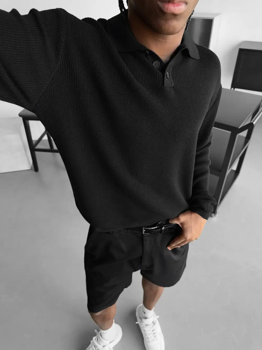 Modern Knit Polo Collar Sweater