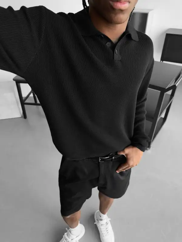 Modern Knit Polo Collar Sweater