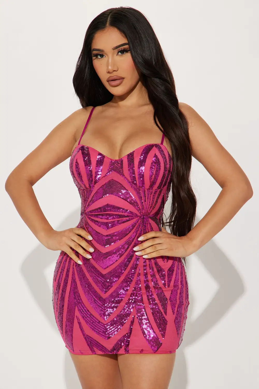 Skylar Sequin Mini Dress - Fuchsia