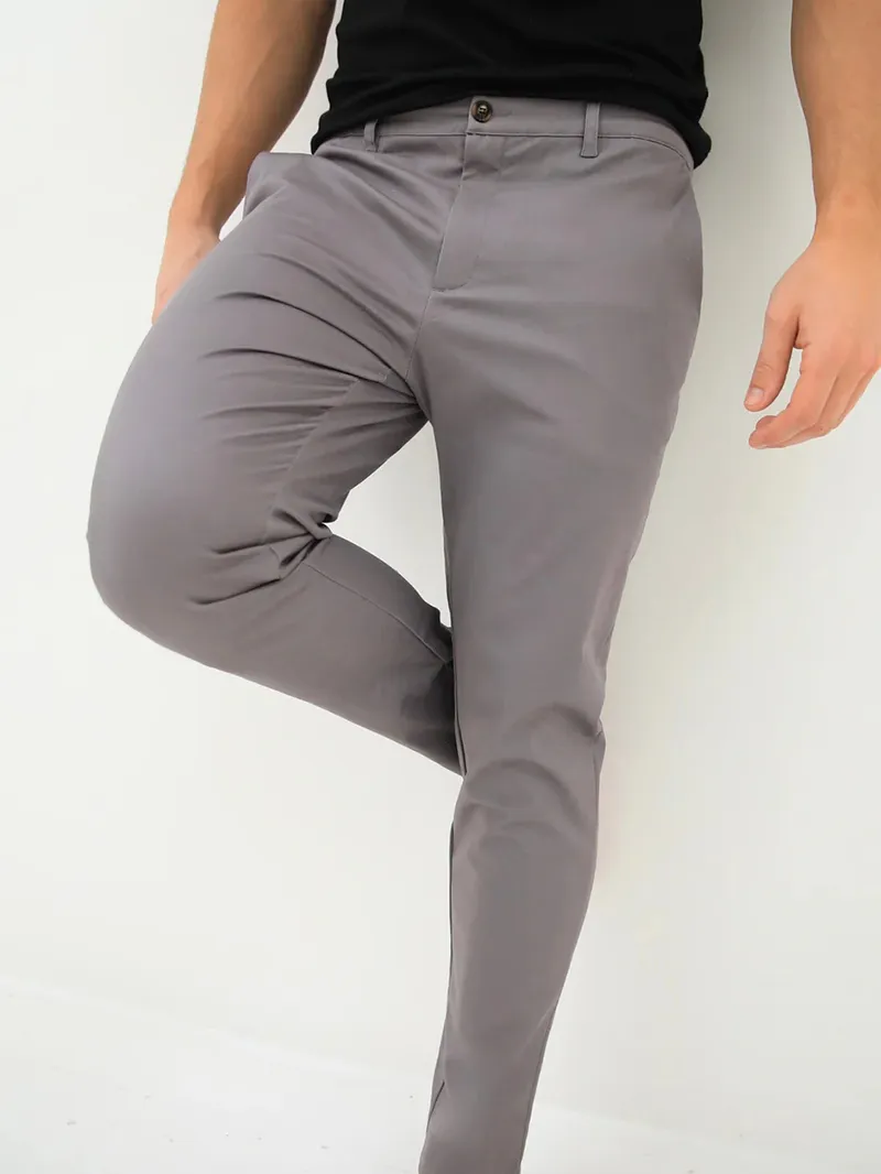 Grey Stretch Twill Men's Pants