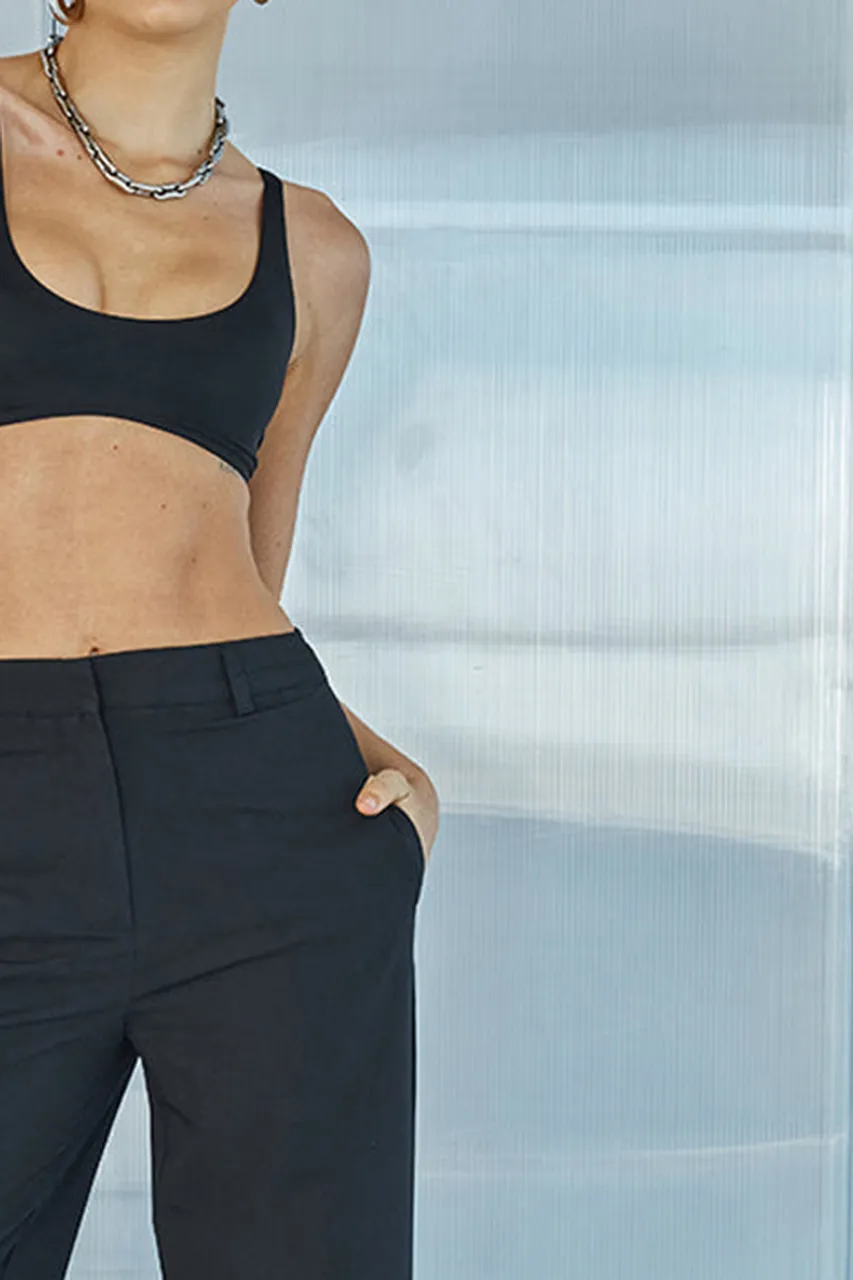 Black Cropped Sport Vest Top