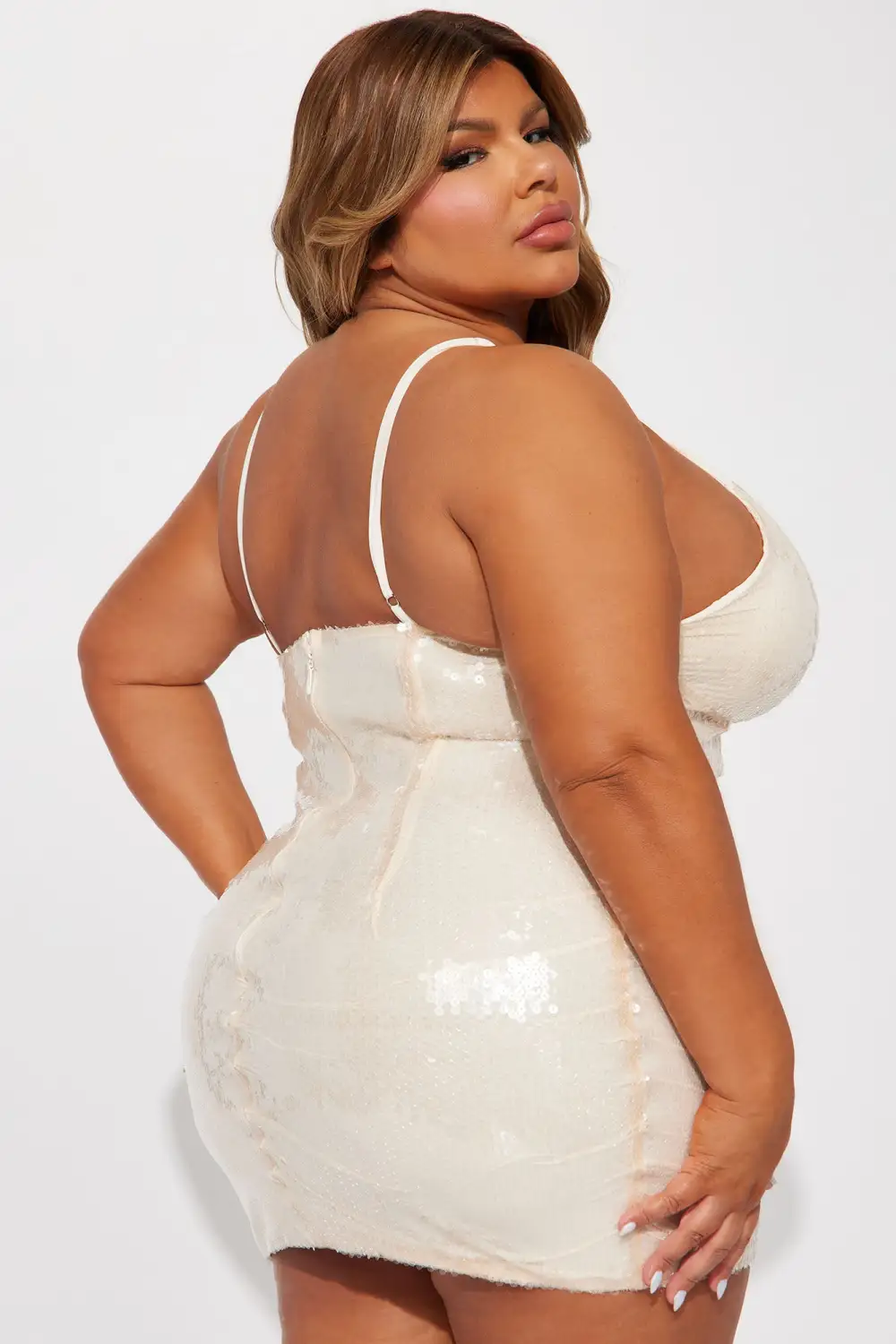 Lustful Dreaming Sequin Mini Dress - Nude