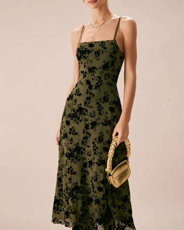 Floral Print Suspender Dress