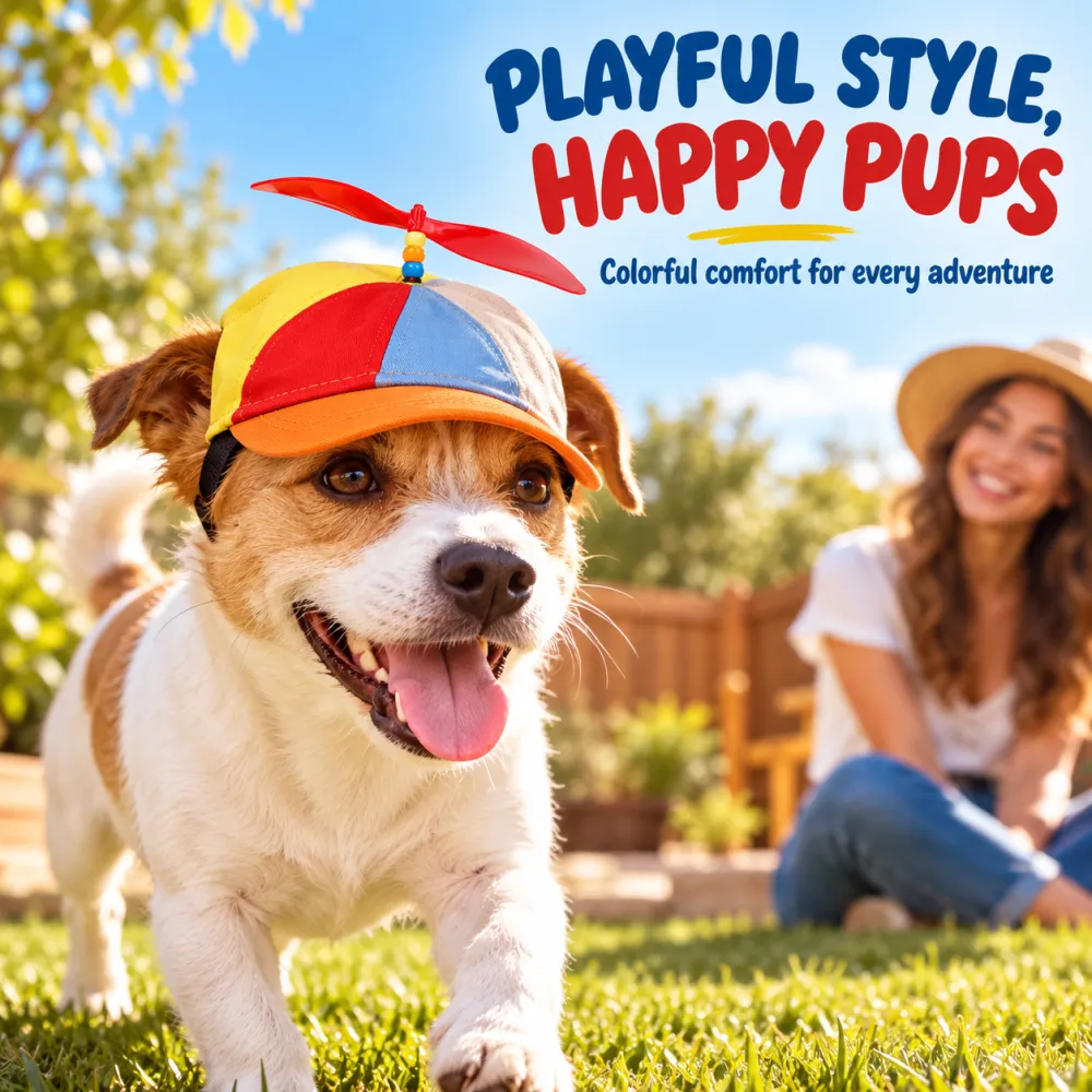 Pet Dog Hat Color-Block Baseball Cap Cat Teddy Headwear Bamboo Dragonfly Visor Cap