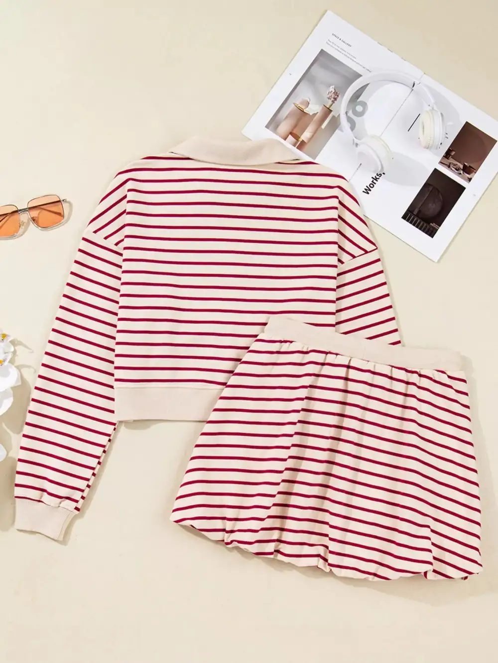 Collared Cropped Coordinated Set