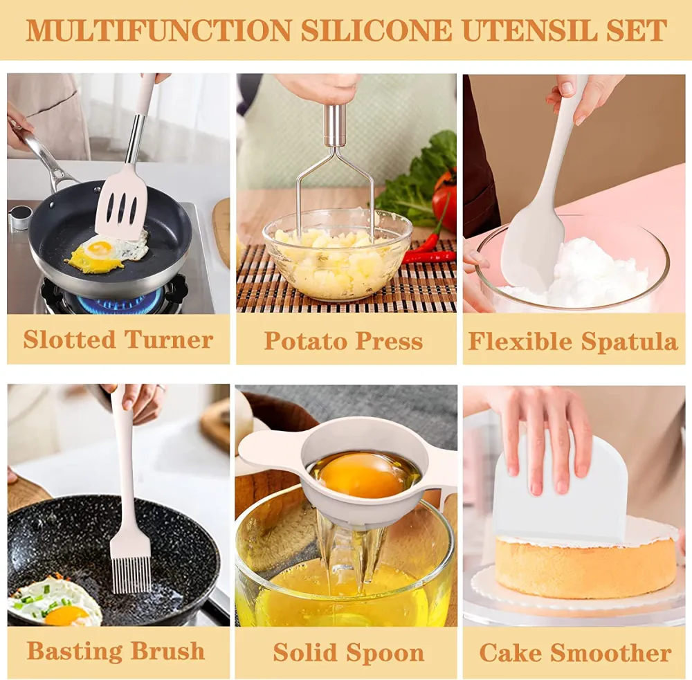 (Store Closing Sale) Silicone cooking tool set, chef 43 pieces heat-resistant kitchen tools