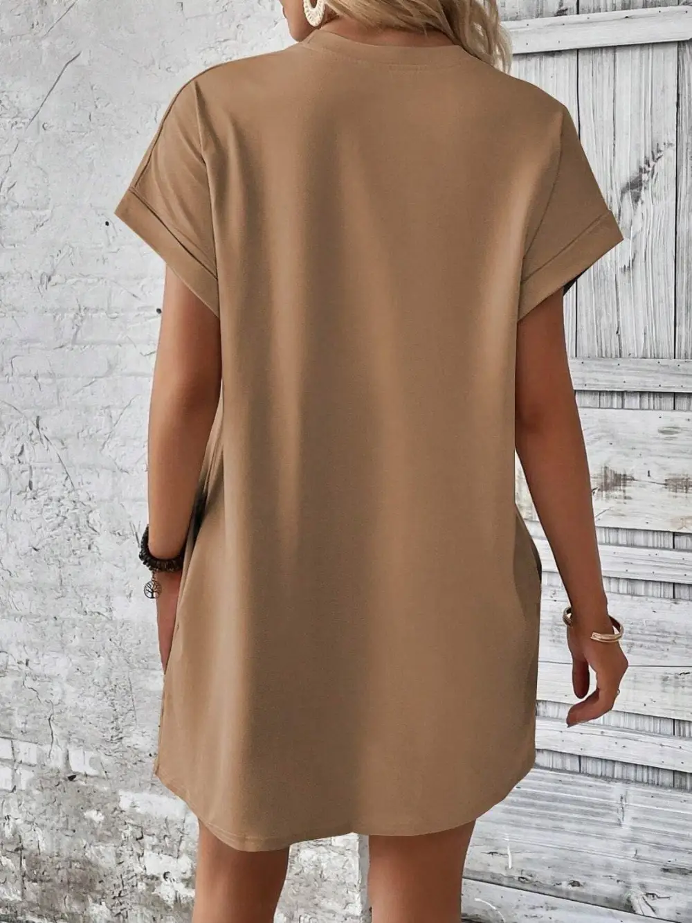 Easy Fit Round Neck Short Sleeve Mini Dress