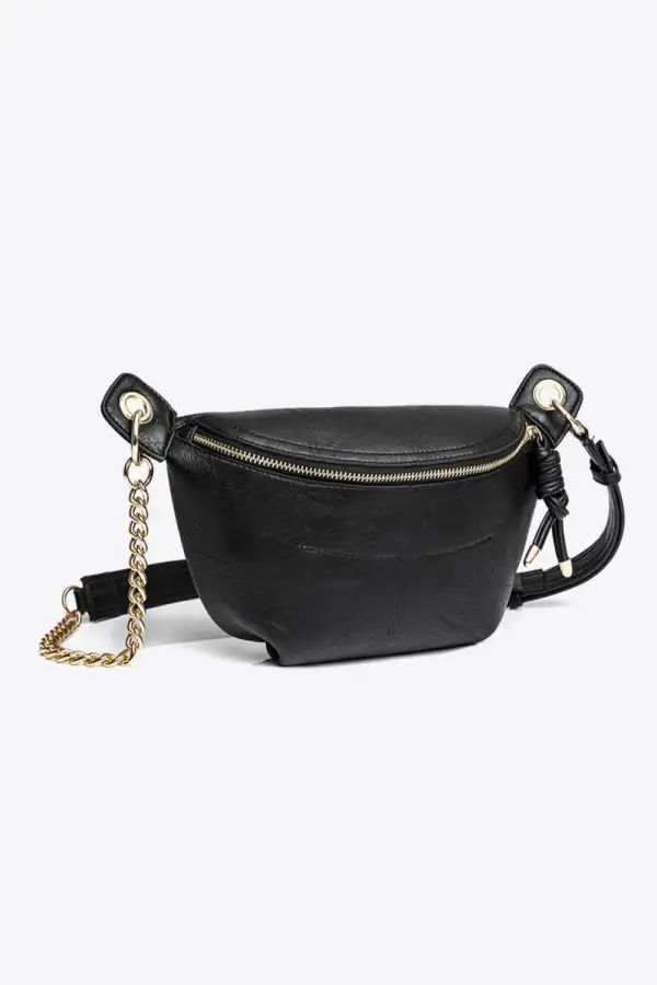 Chain Strap Faux Leather Crossbody Bag