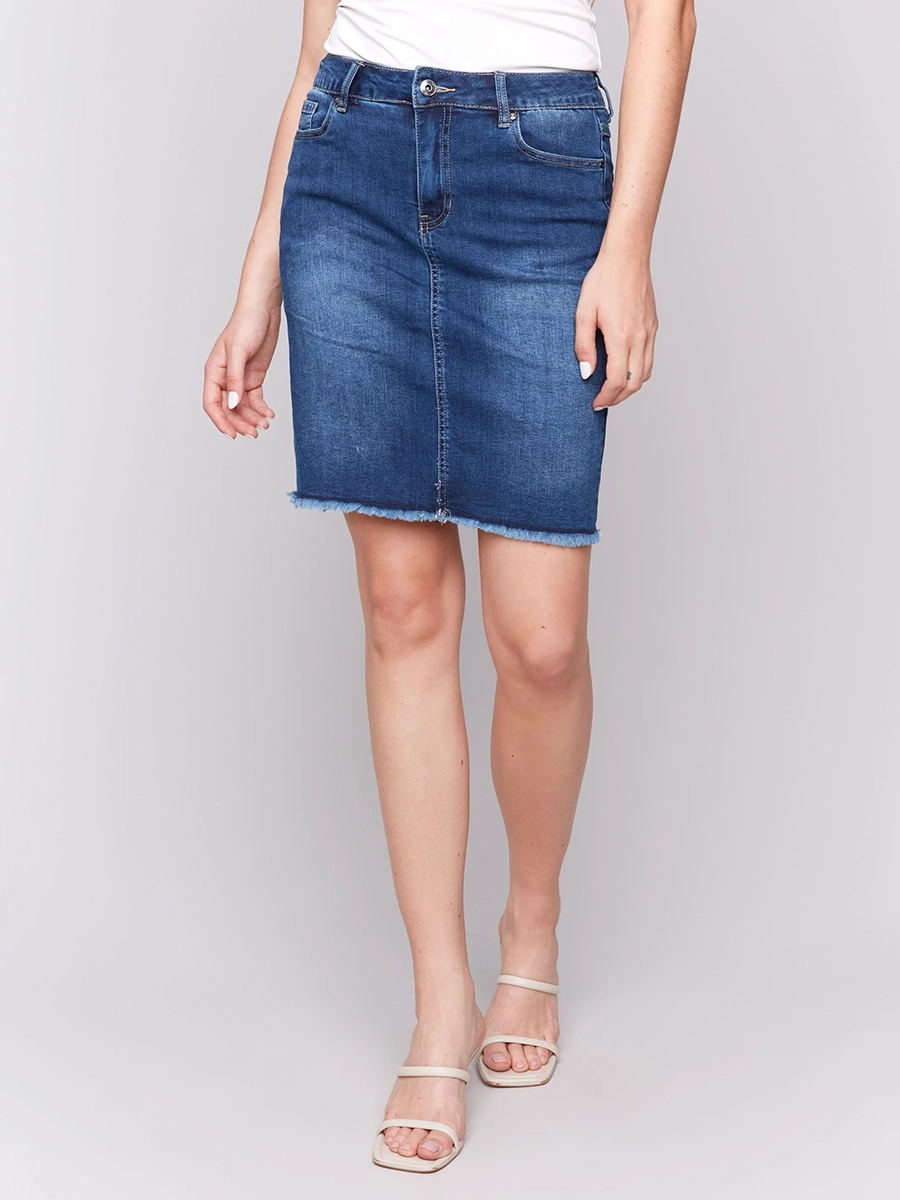 Stretch Slim Fit Basic Denim Skirt
