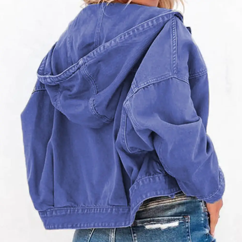 Hooded Drop-shoulder Denim Jacket