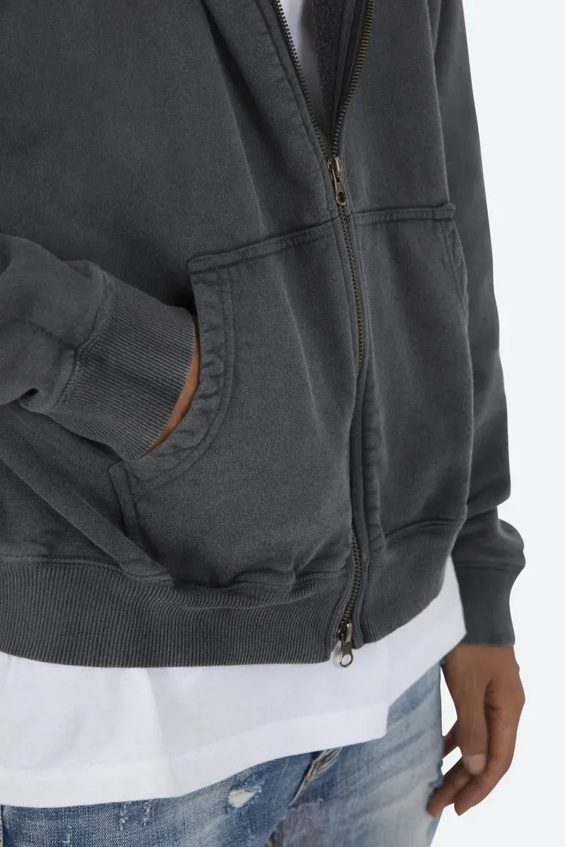 DARK GRAY OVERSIZED ZIP UP HOODIE