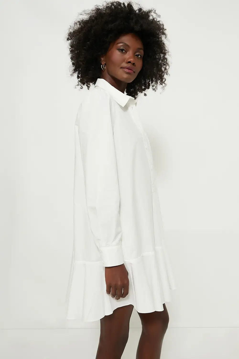 White Cotton Poplin Callahan Shirt Dress