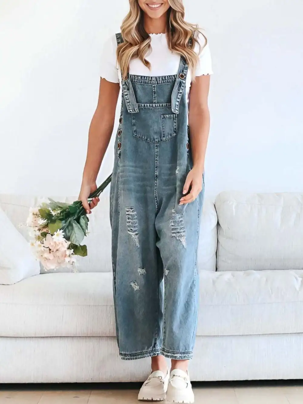 Casual Denim Wide Leg Overalls