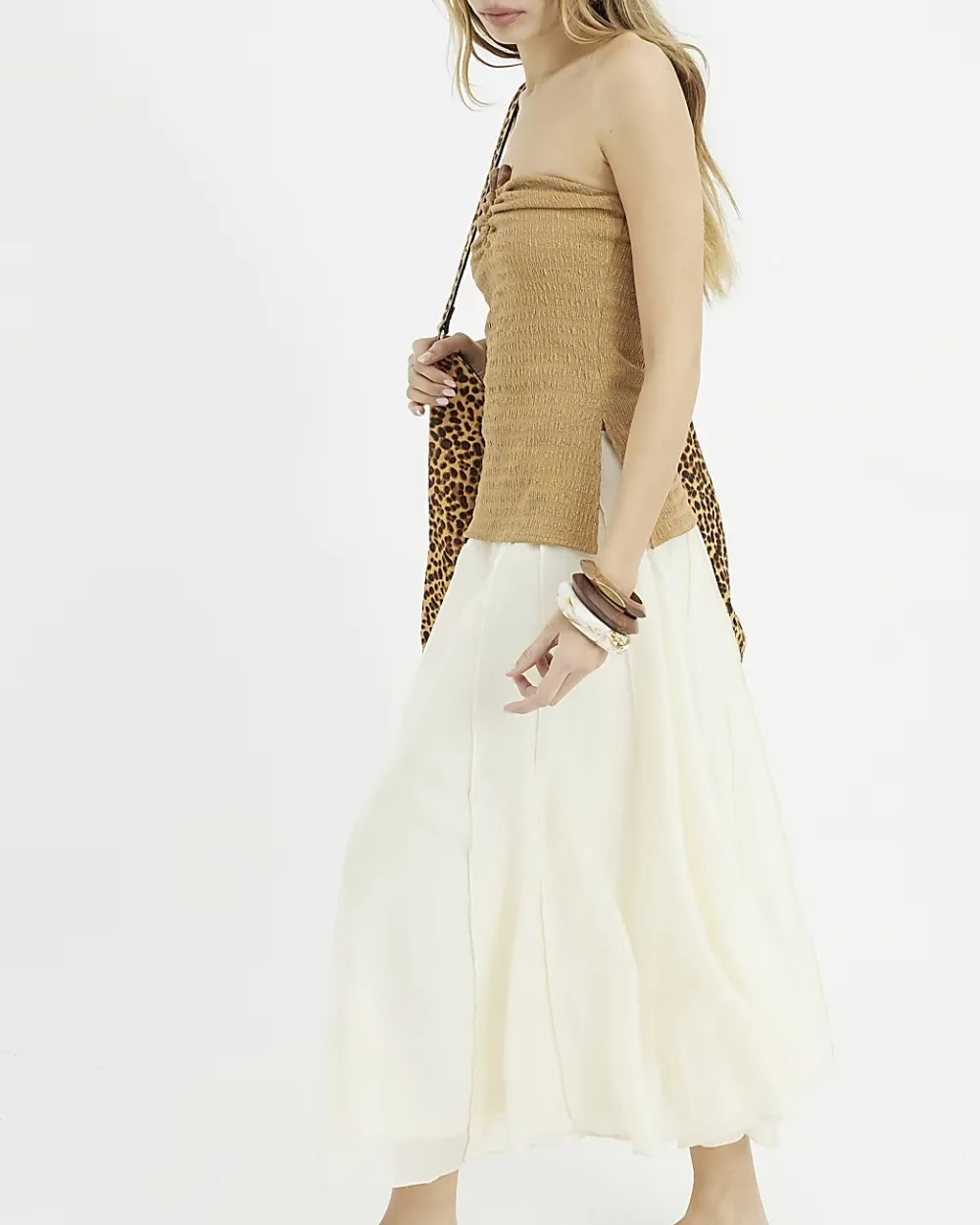 Elegant Cream Soft Ladies Skirts