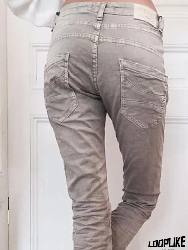 Khaki Shift Casual Solid Jeans