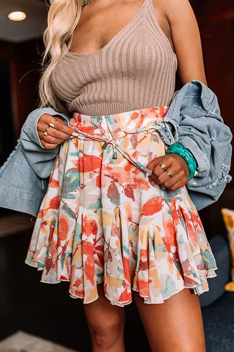 Lightweight And Casual Women's Floral Skirt