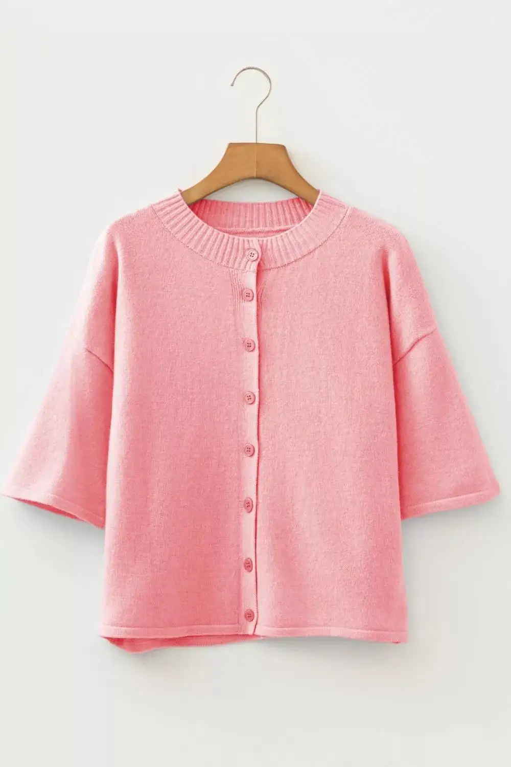 Blossom Sleeve Boxy Knit Button Down Sweater Cardigan