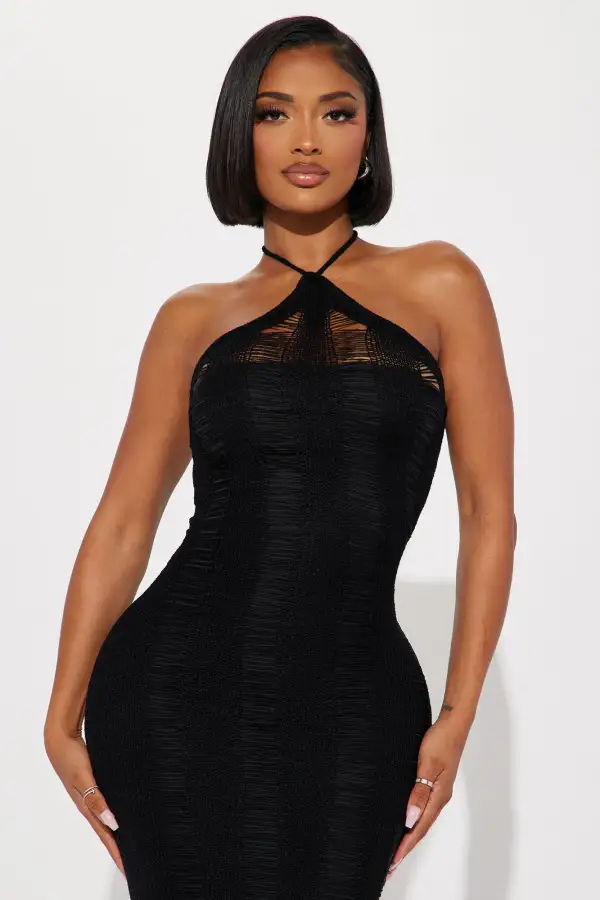 Demi Crochet Maxi Dress - Black