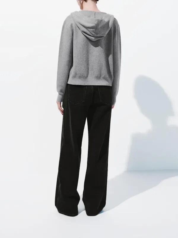 Ladies's Black Casual Denim Wide-Leg Trousers