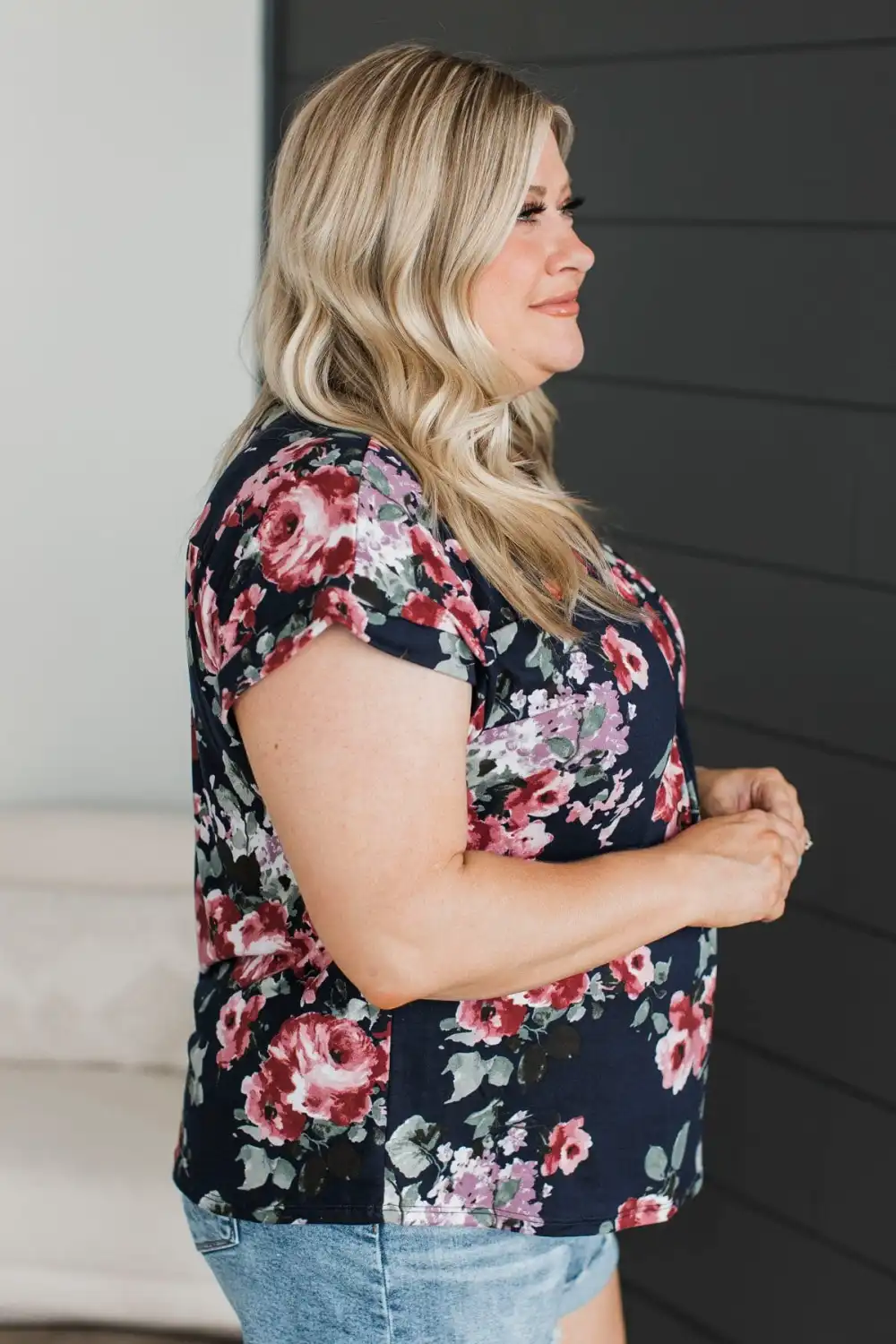 The Moment You Smiled Floral Top- Dark Navy & Mauve