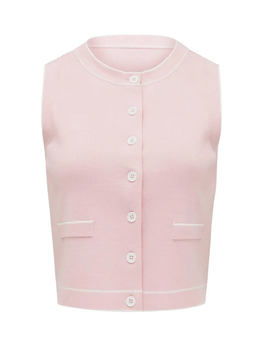 Tipped Button Through Knit Tank