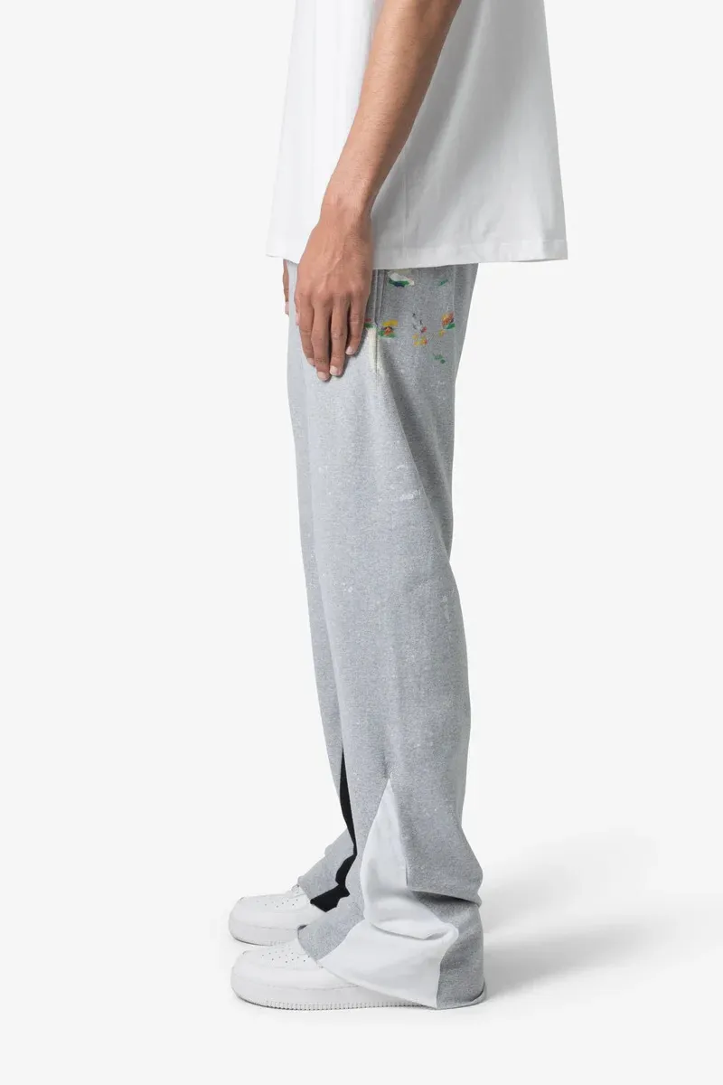 LIGHT GRAY AND BLACK PANELED SWEATPANTS