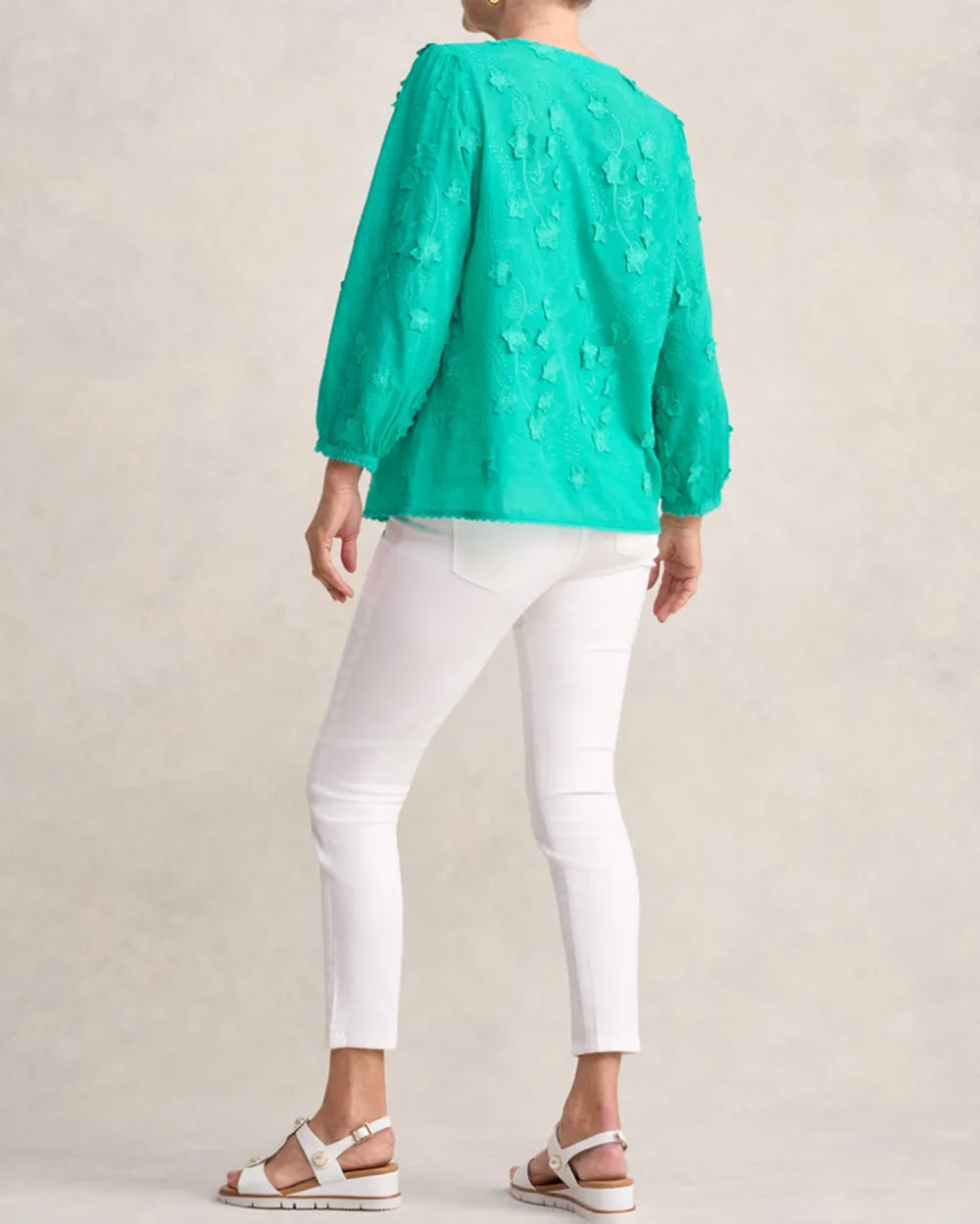 Lace Trim Embroidered Top