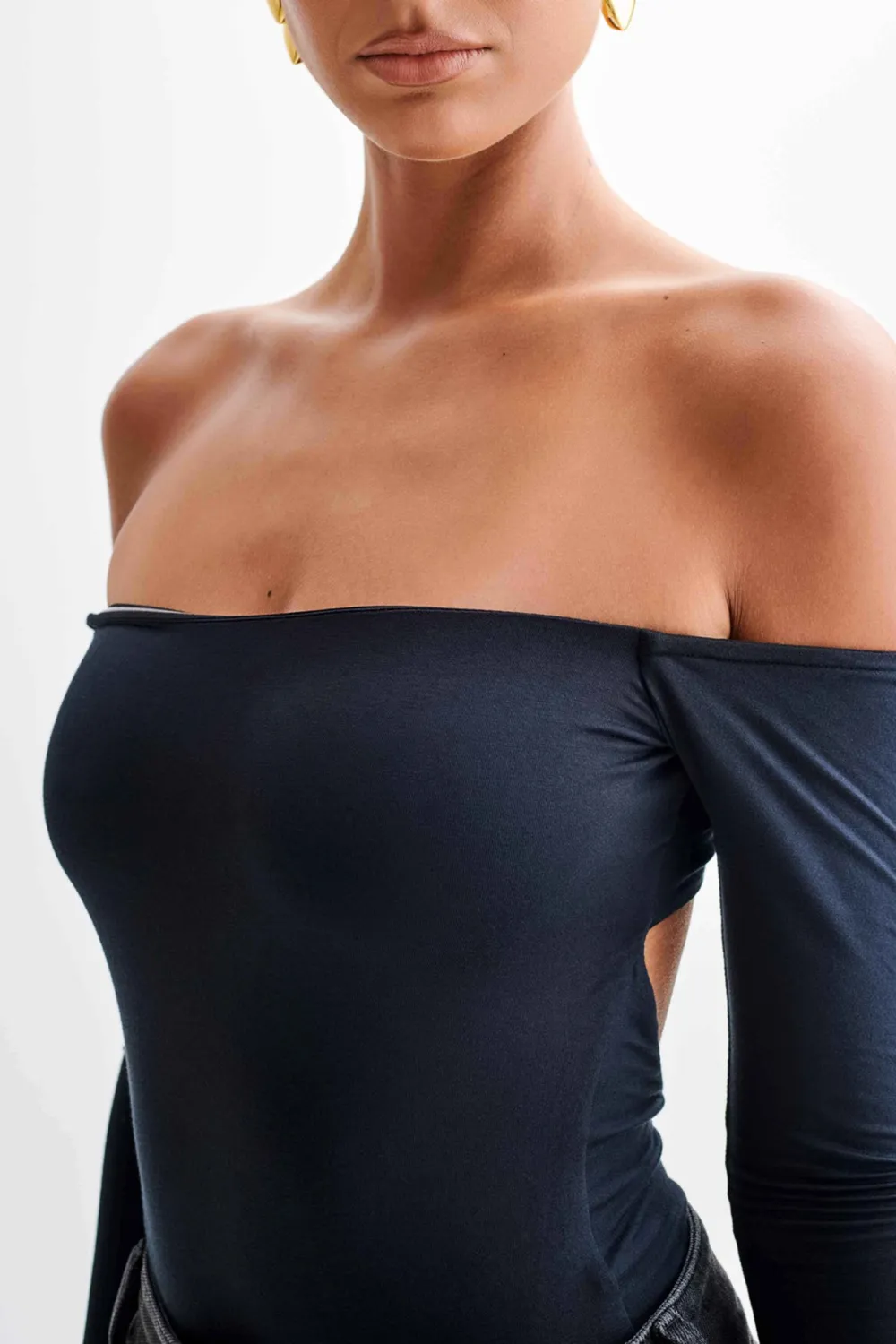 Off Shoulder Long Sleeve Bodysuit