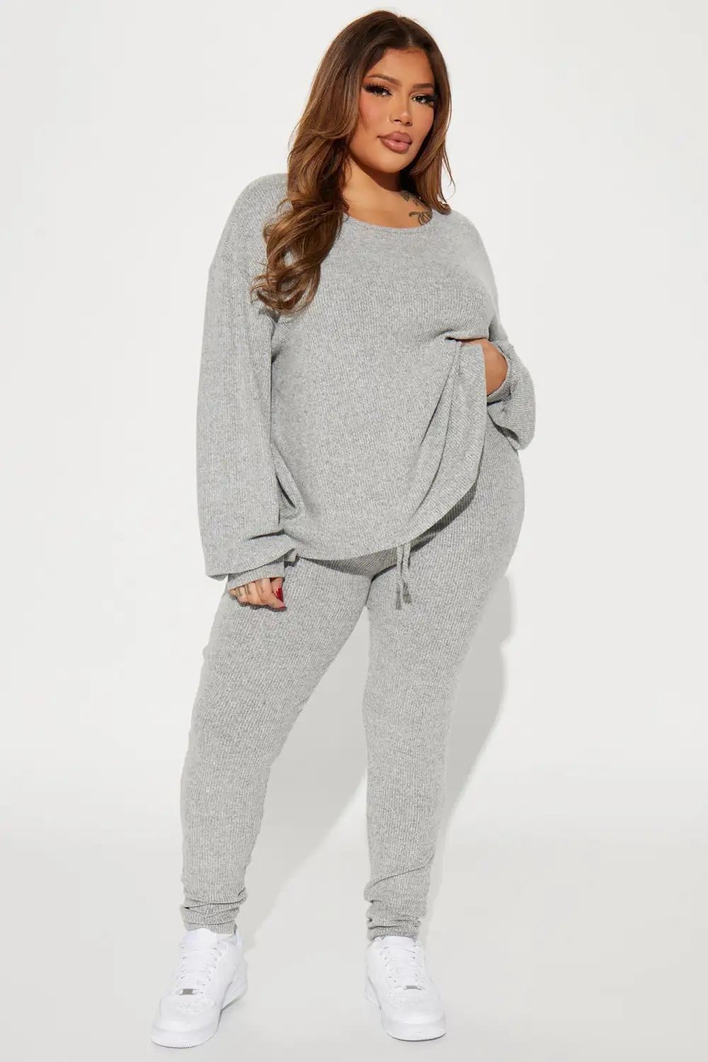 Comfy N Cozy Legging Set - Heather Grey