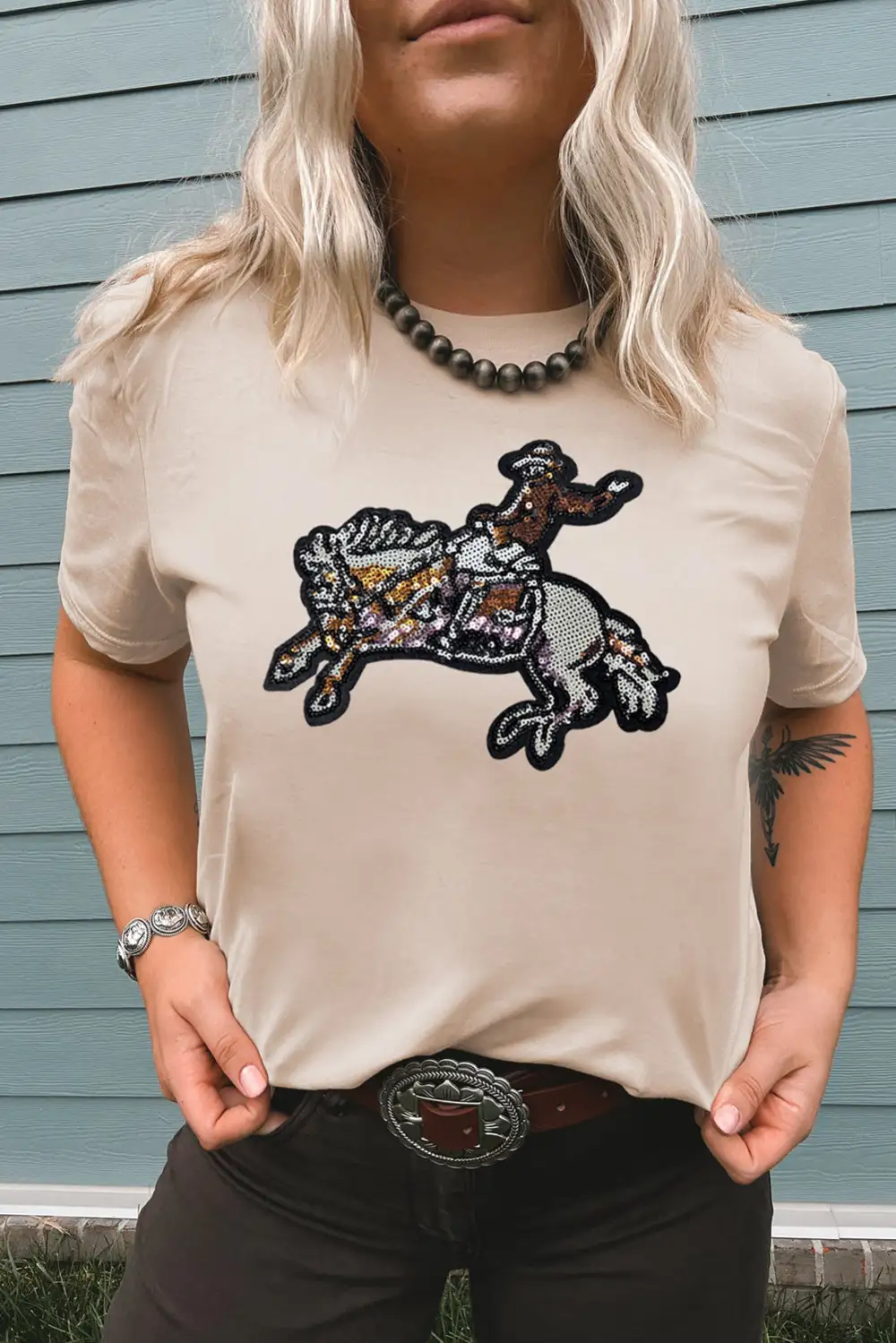 Sequin Rodeo Graphic Crewneck Tee