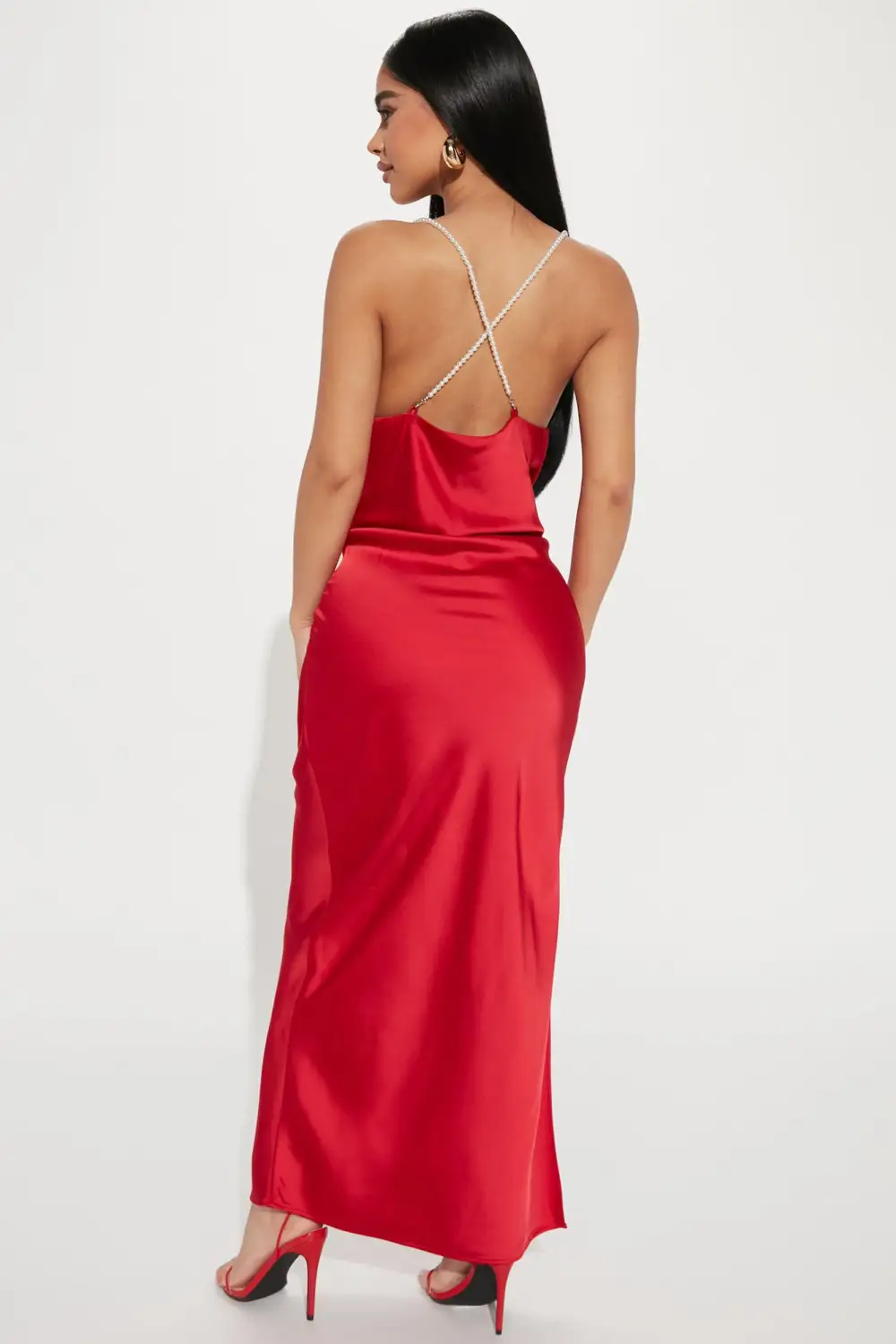 Kate Satin Maxi Dress - Red