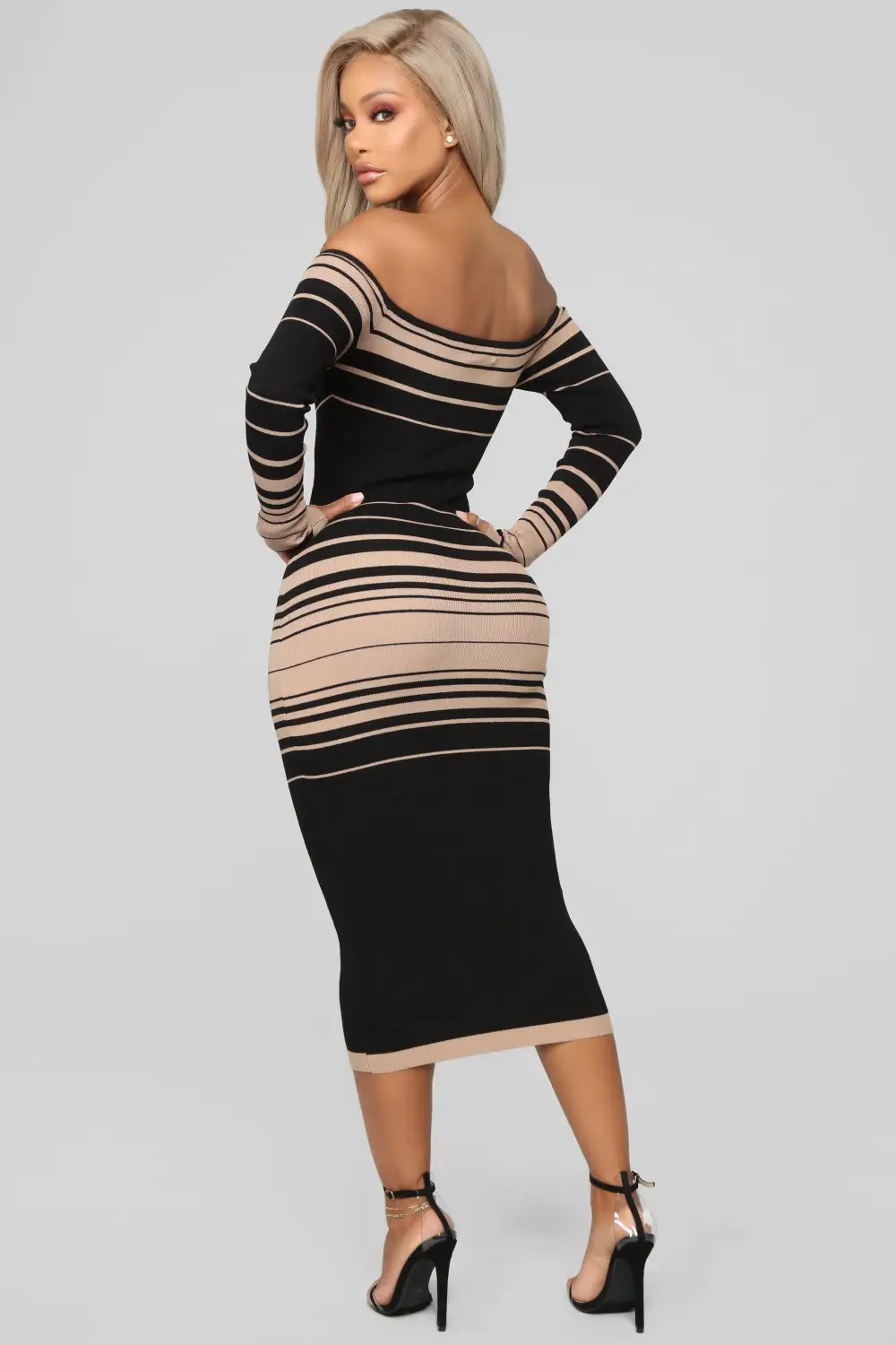 Catch Me Offline Sweater Dress - Black/Brown