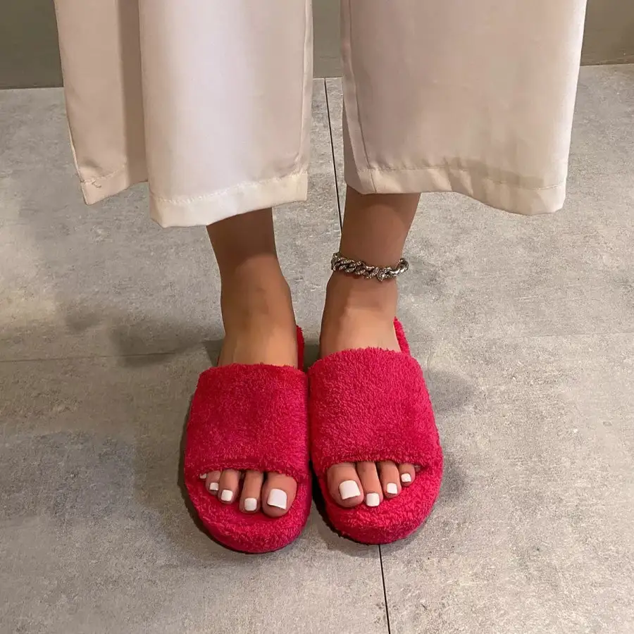 Textured Open Toe Platform Slippers