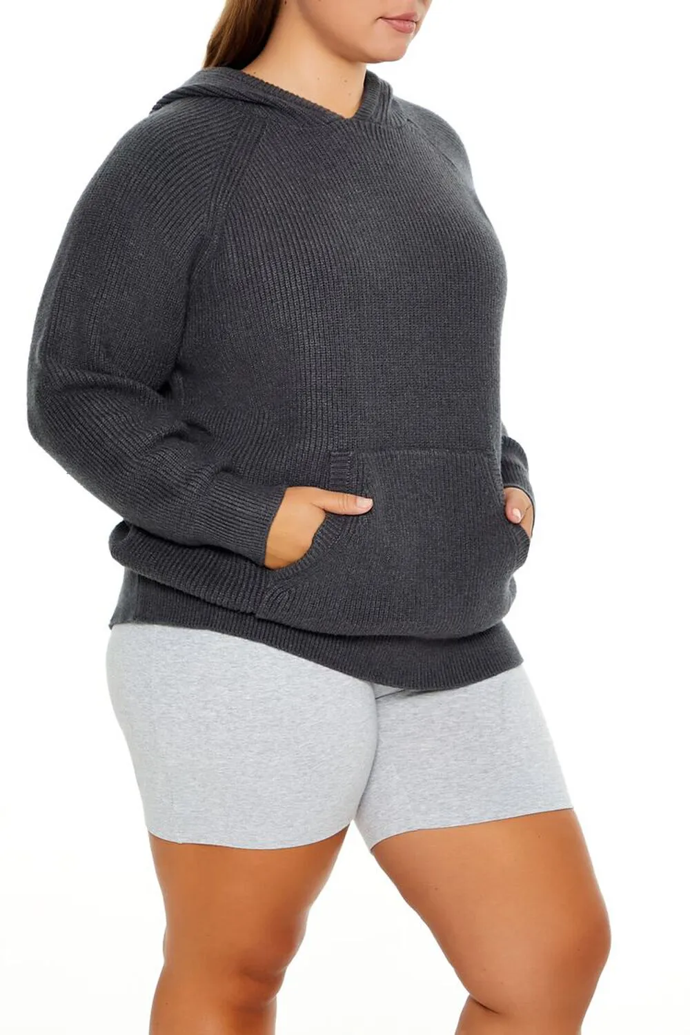 Plus Size Sweater-Knit Hoodie