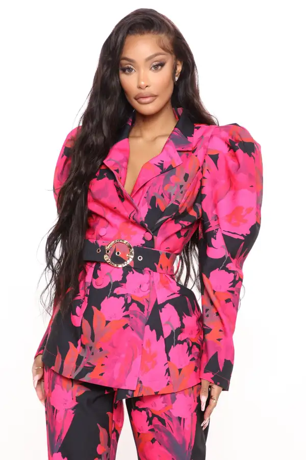 Best For Last Floral Blazer Set - Pink/combo