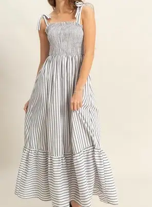 Striped Poplin Day Dress
