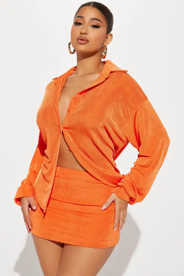 Give Me A Call Skirt Set - Orange