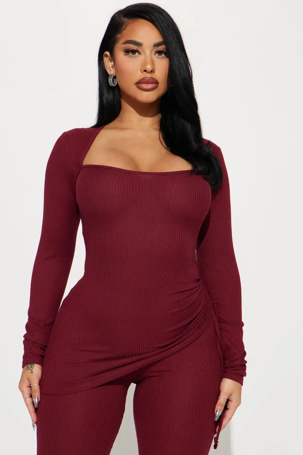 Legally Casual Pant Set - Burgundy