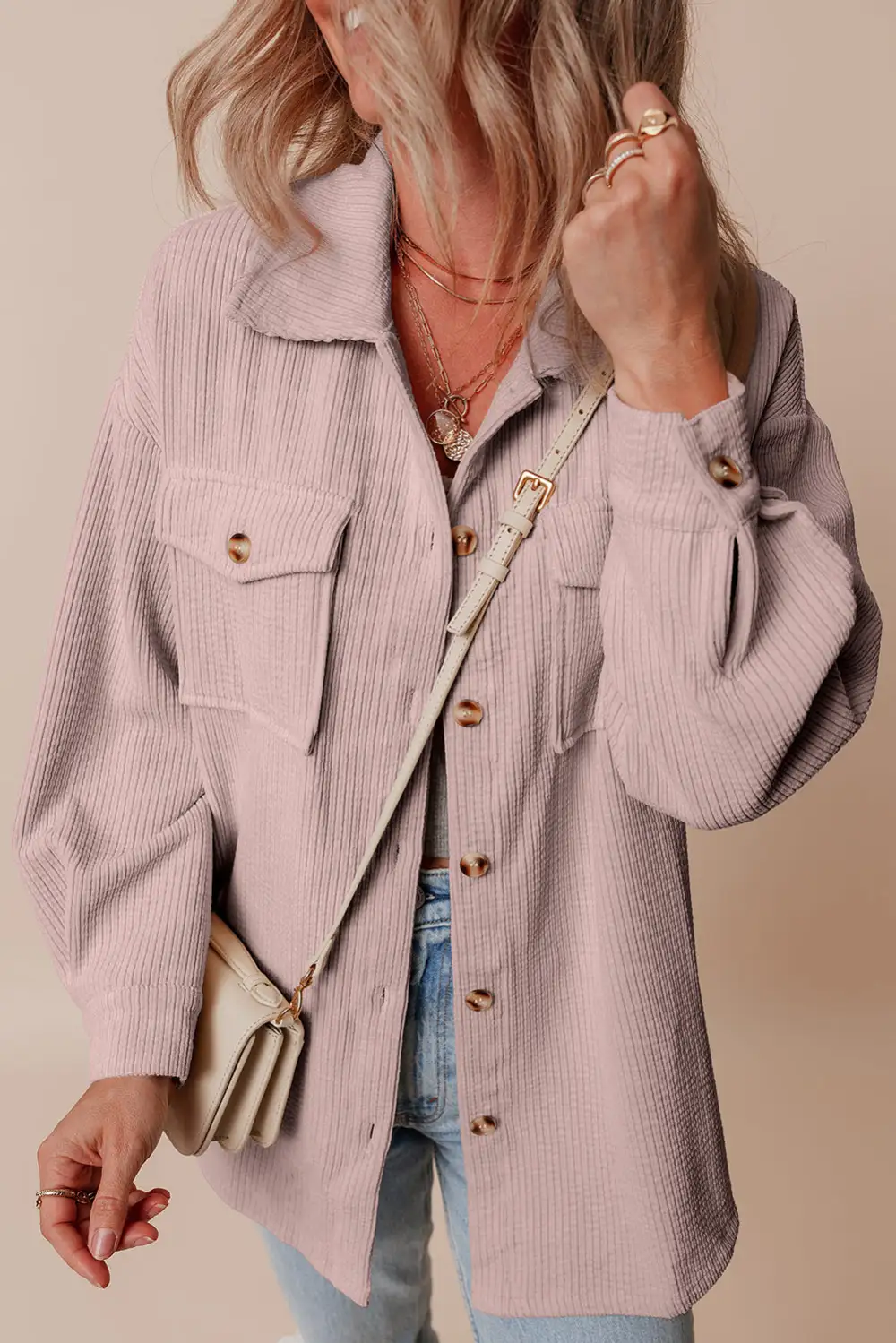 Everyday Corduroy Pocket Flap Pocket Shacket