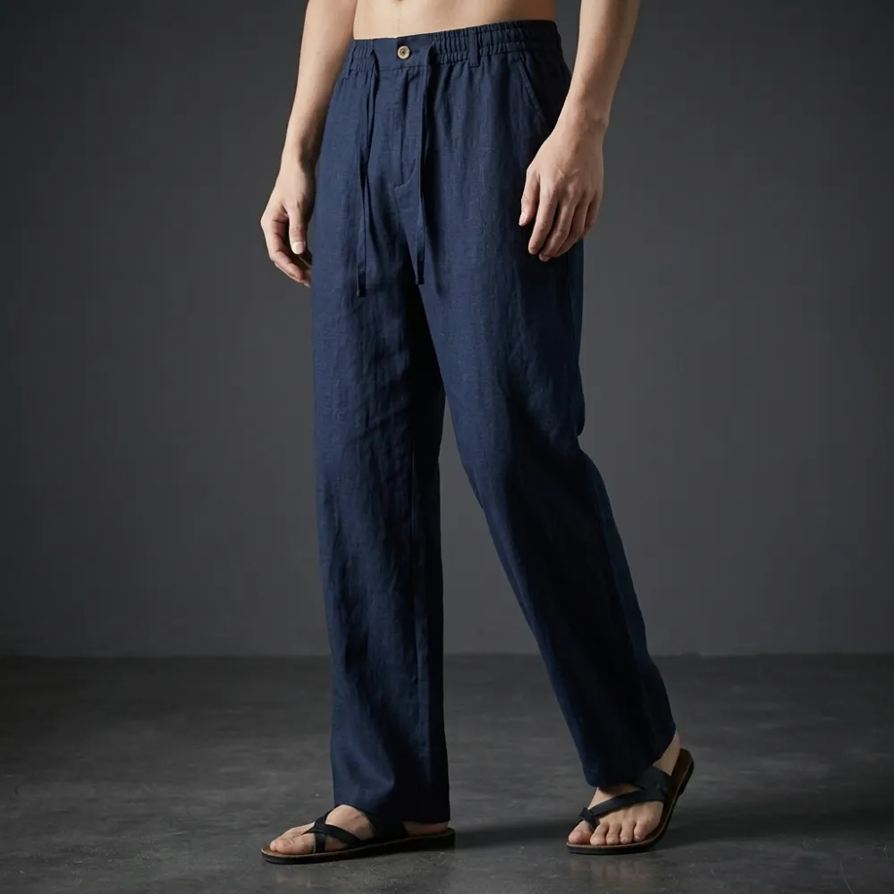 Men's Linen Blend Casual Trousers